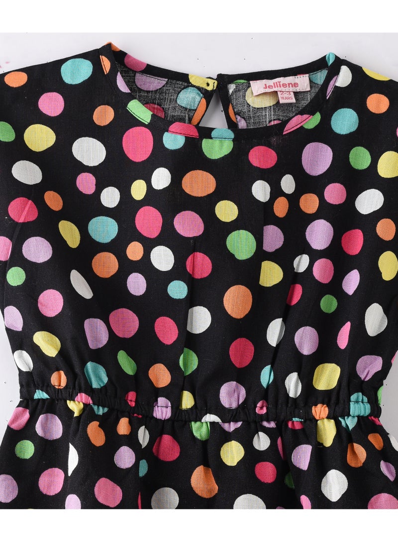 Jelliene Girls Multicolor Polka Dot Casual Dress - Image 4
